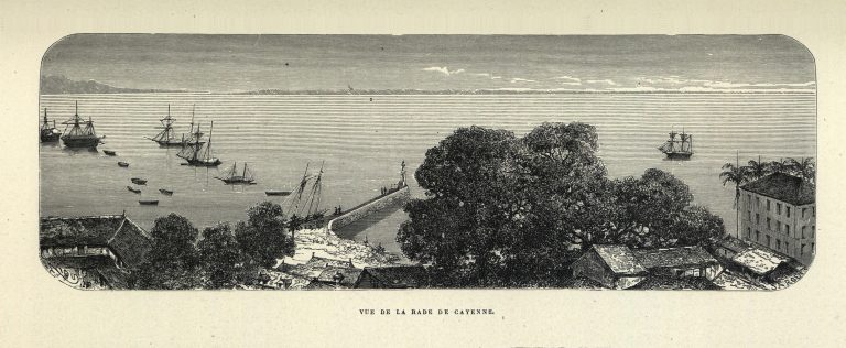 Vue de la rade de Cayenne - Source Bibliothèque numérique MANIOC